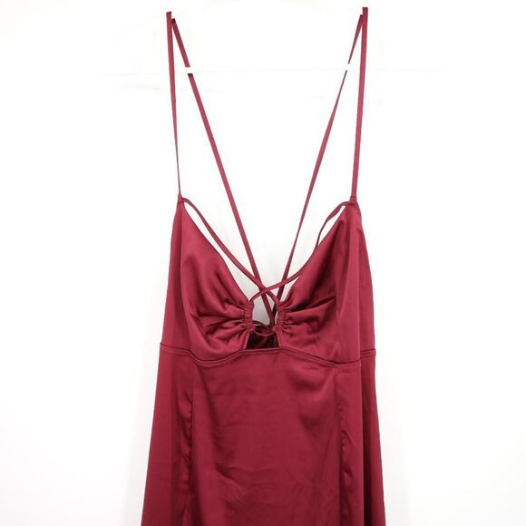 NWT Auden Burgundy Silk-Style Slip Dress Night Sleepwear Matching G-String Thong - Picture 3 of 12